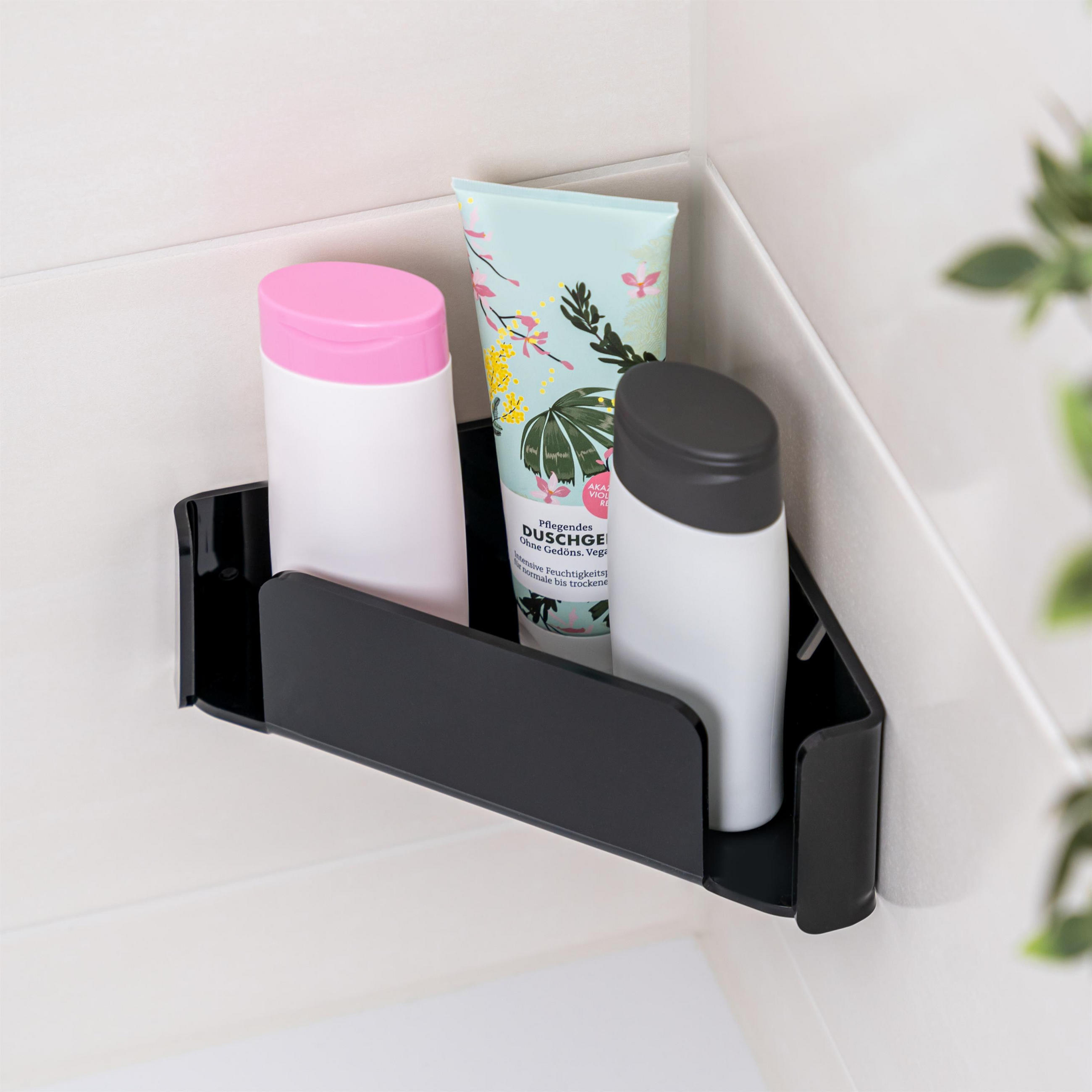 ECK-DUSCHKORB, schwarz, Acryl - Schwarz, Kunststoff (20/9/20cm) - bremermann