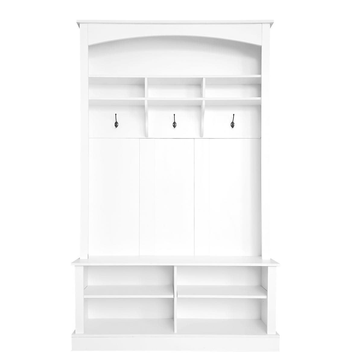 STANDGARDEROBE mit Sitzbank und Schuhablage in Weiß, 120/40/190 cm - Weiß, Holzwerkstoff (40/190/120cm) - BEAOK