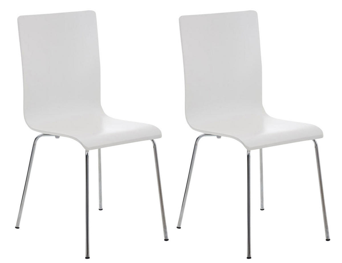 BESUCHERSTUHL 2er Set Tunis Holz Weiß Konferenzstuhl Bürostuhl - Weiß, Holz (43/87/47cm) - DELUKE