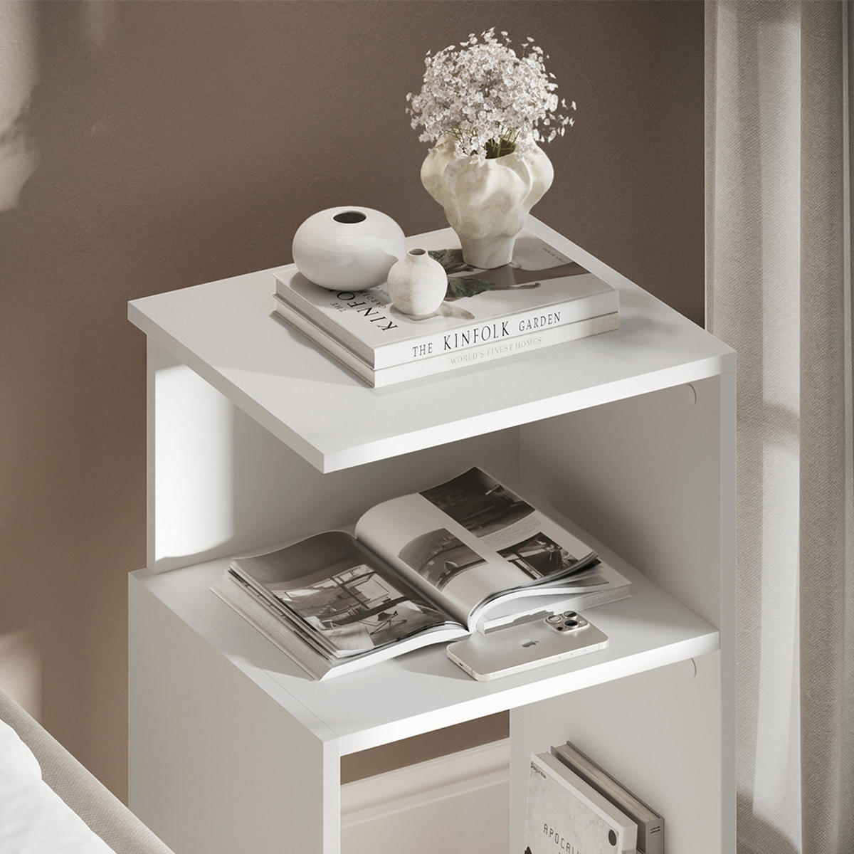 NACHTTISCH Elios Weiß 2er Set - Weiß, Holzwerkstoff (40/65.3/35cm) - Vicco