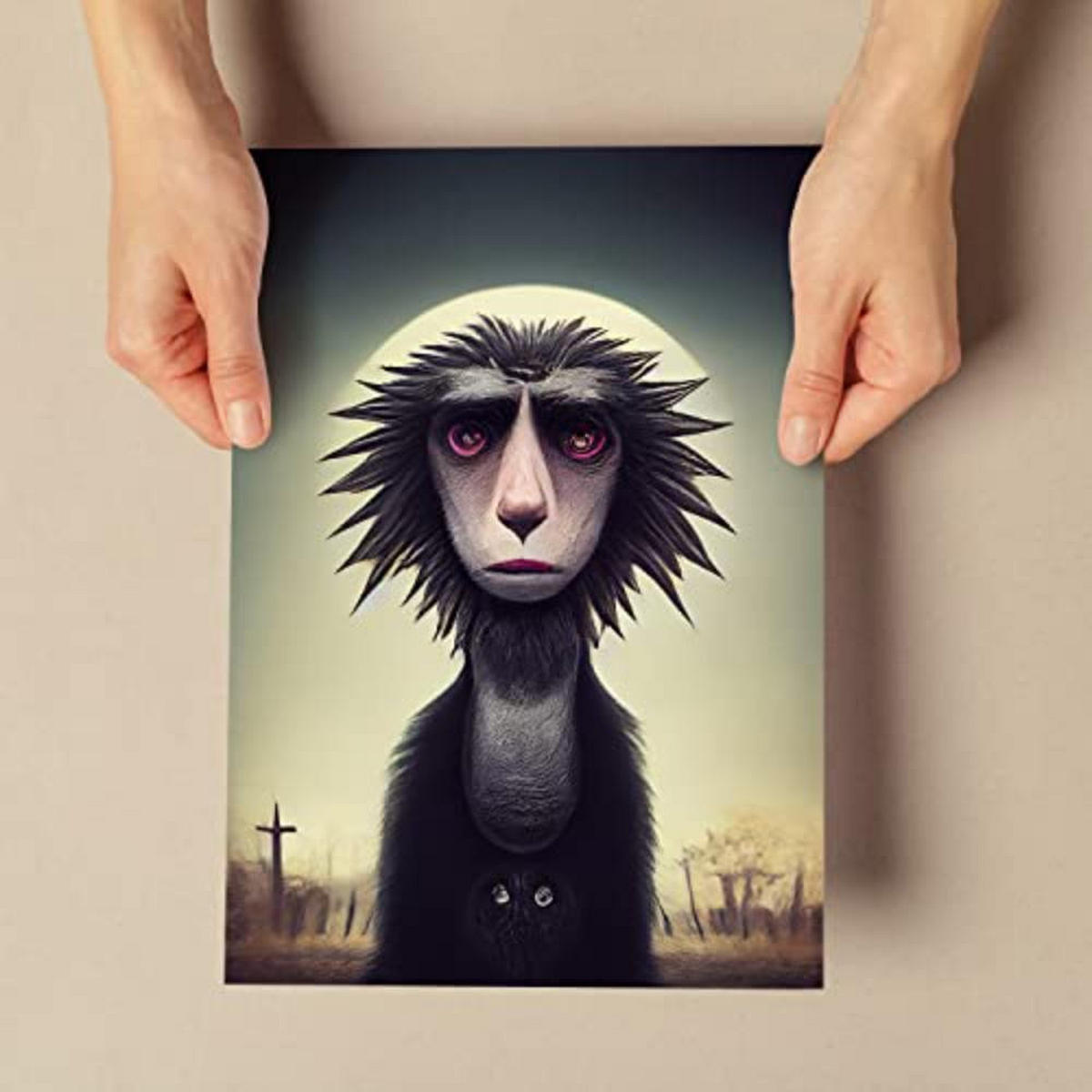 POSTER Set mit 4 Savanne Tier im T Burton Goth Stil A4 Rahmenlos - Klar, Papier (29.7/3cm) - Nacnic