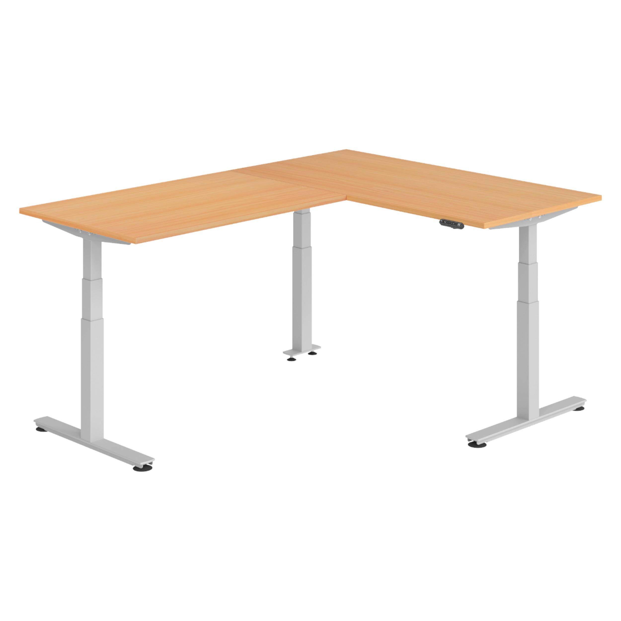 bümö Eckschreibtisch Buche, Silber 160x74x220 cm