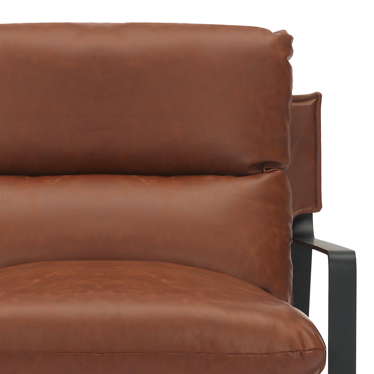 LOUNGESESSEL - Schwarz/Braun, Leder/Kunststoff (76/76/81cm) - home24