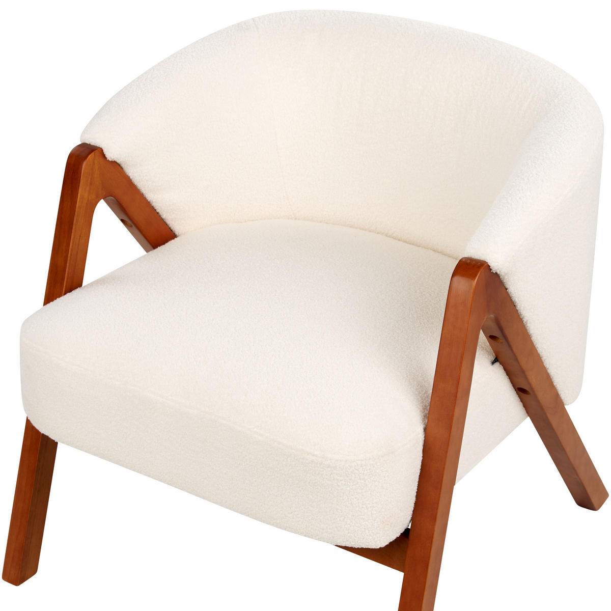 SEESEL Bouclé Weiß Skei - Dunkelbraun/Weiß, Textil (67/69/66cm) - Beliani