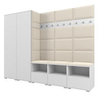 GARDEROBE NELA VII 250 cm (Modulare Flurmöbel XL Weiß mit Sitzpolster Creme 01 2 Schränke) - Silberfarben/Creme, Holz/Holzwerkstoff (250/187/40cm) - Ravio