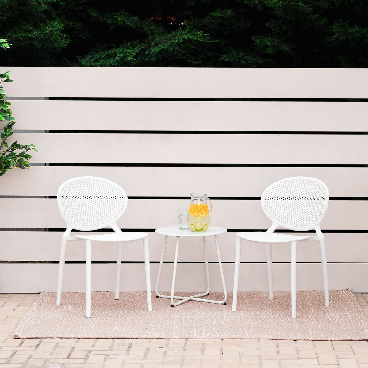 GARTENSTUHL 4er-Set Kunststoff Weiß - Weiß, Kunststoff (41/77/48cm) - Homestyle4u