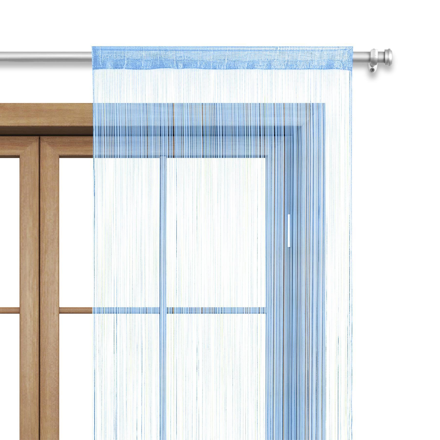 FADENVORHANG blau 245/90 cm Stangendurchzug kürzbar - Blau, Textil (90/245/1cm) - wometo