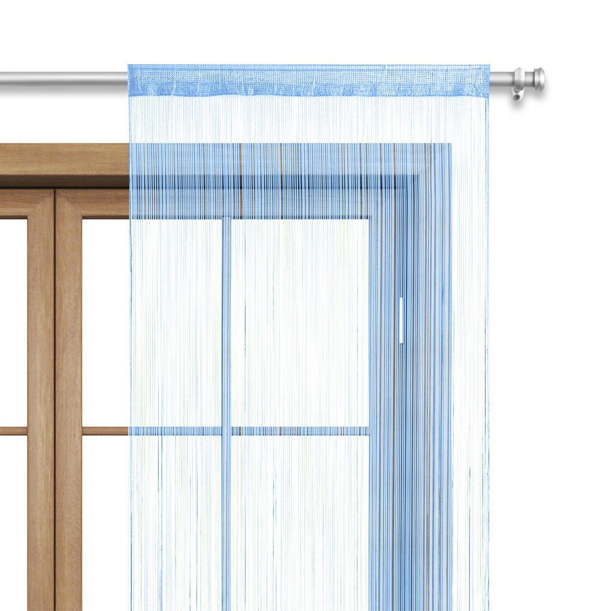 FADENVORHANG blau 245/90 cm Stangendurchzug kürzbar - Blau, Textil (90/245/1cm) - wometo