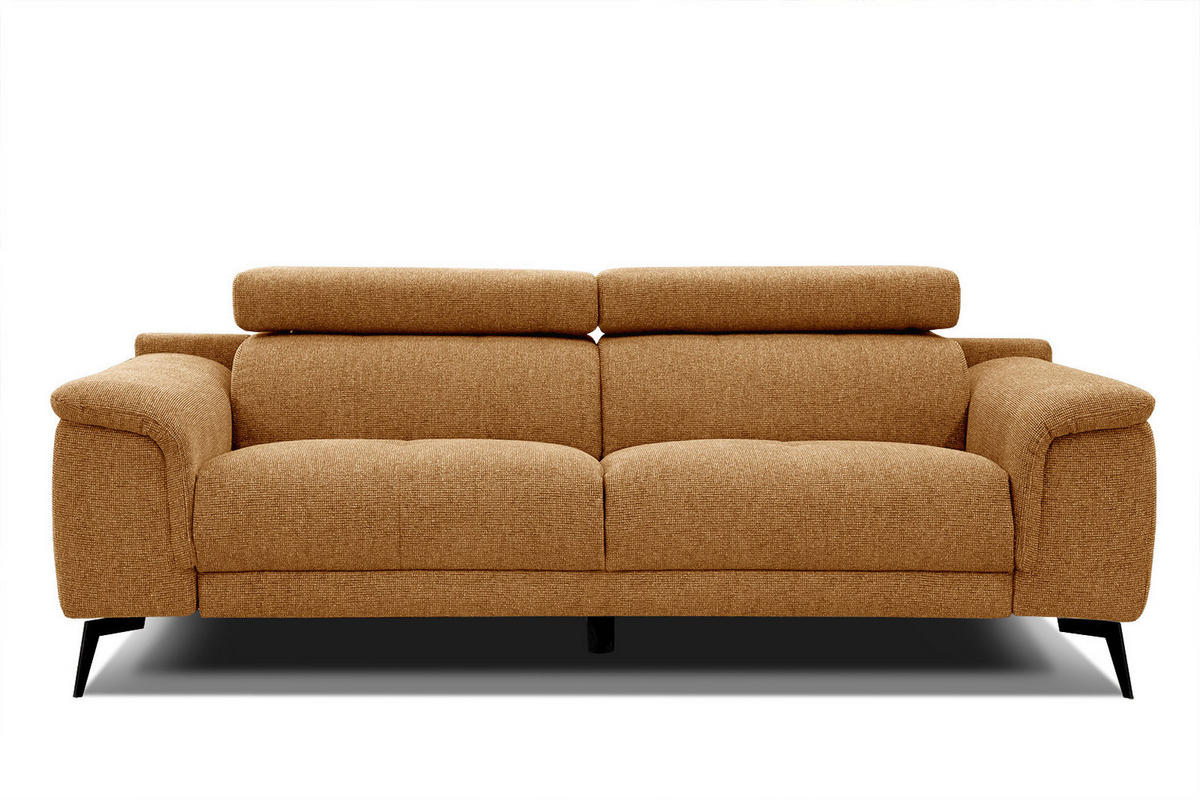 SOFA FIERO 3-Sitzer, orange - Schwarz/Orange, Holzwerkstoff/Textil (212/82/103cm) - Courtois Laville