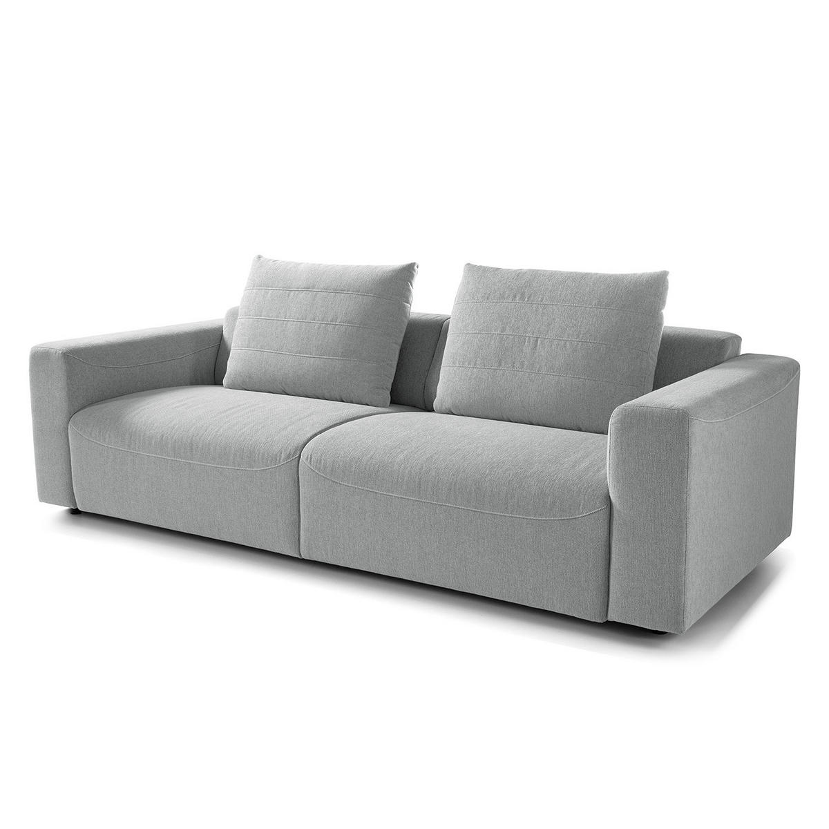 3-SITZER SOFA - Webstoff - Hellgrau/Schwarz, Textil (233/83/100cm) - home24