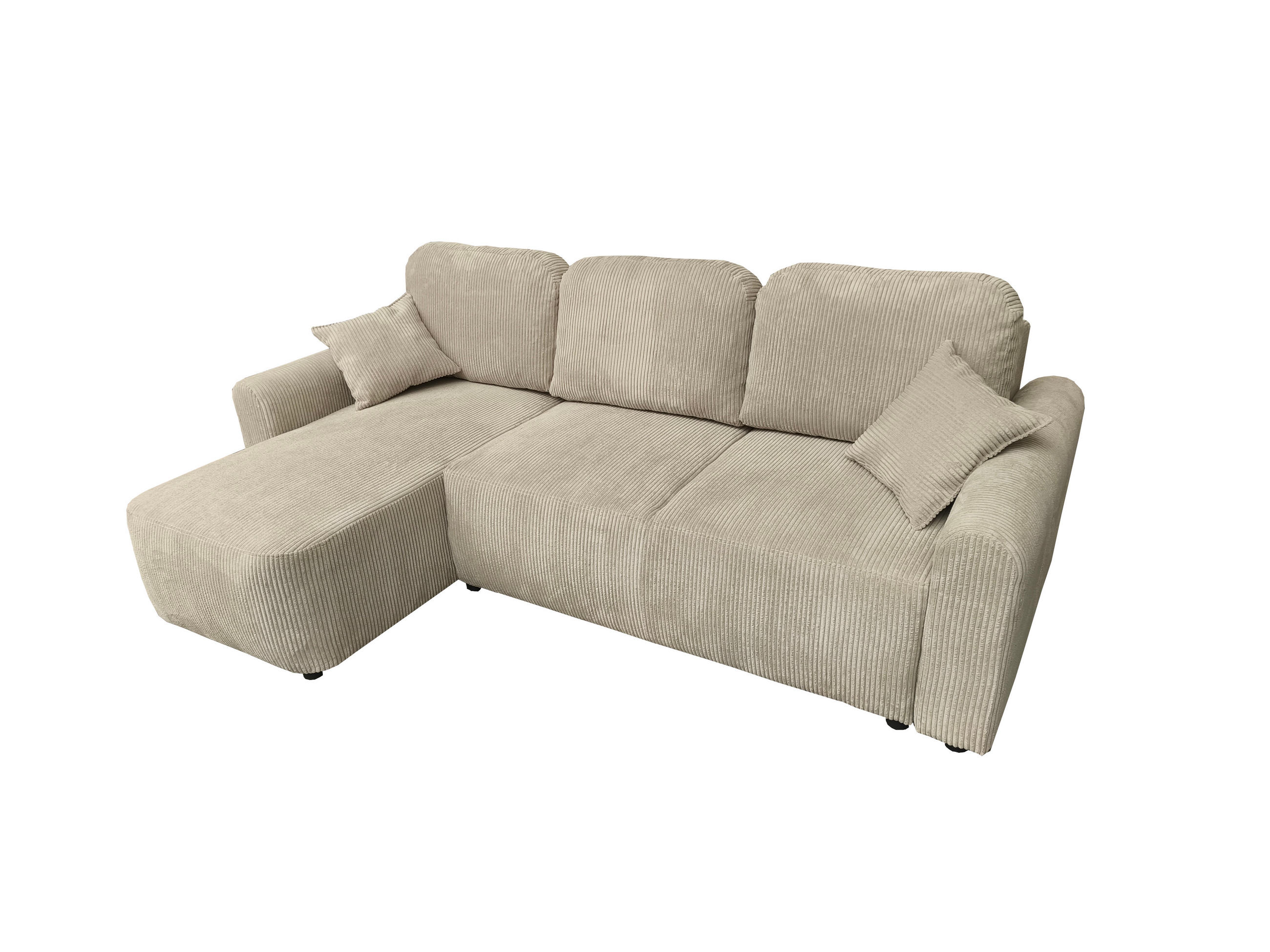 ECKSOFA HENRY in Beige mit Schlaffunktion und Bettkasten - Beige, Textil (232/150cm) - KS Home Concept