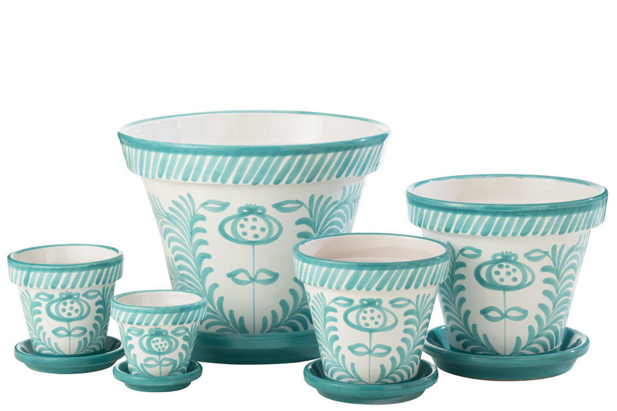 BLUMENTOPF GRANADA PATTERN - Töpferei - Aqua - XL - Ø 50 cm - Multicolor, Keramik (50/40cm) - J-Line