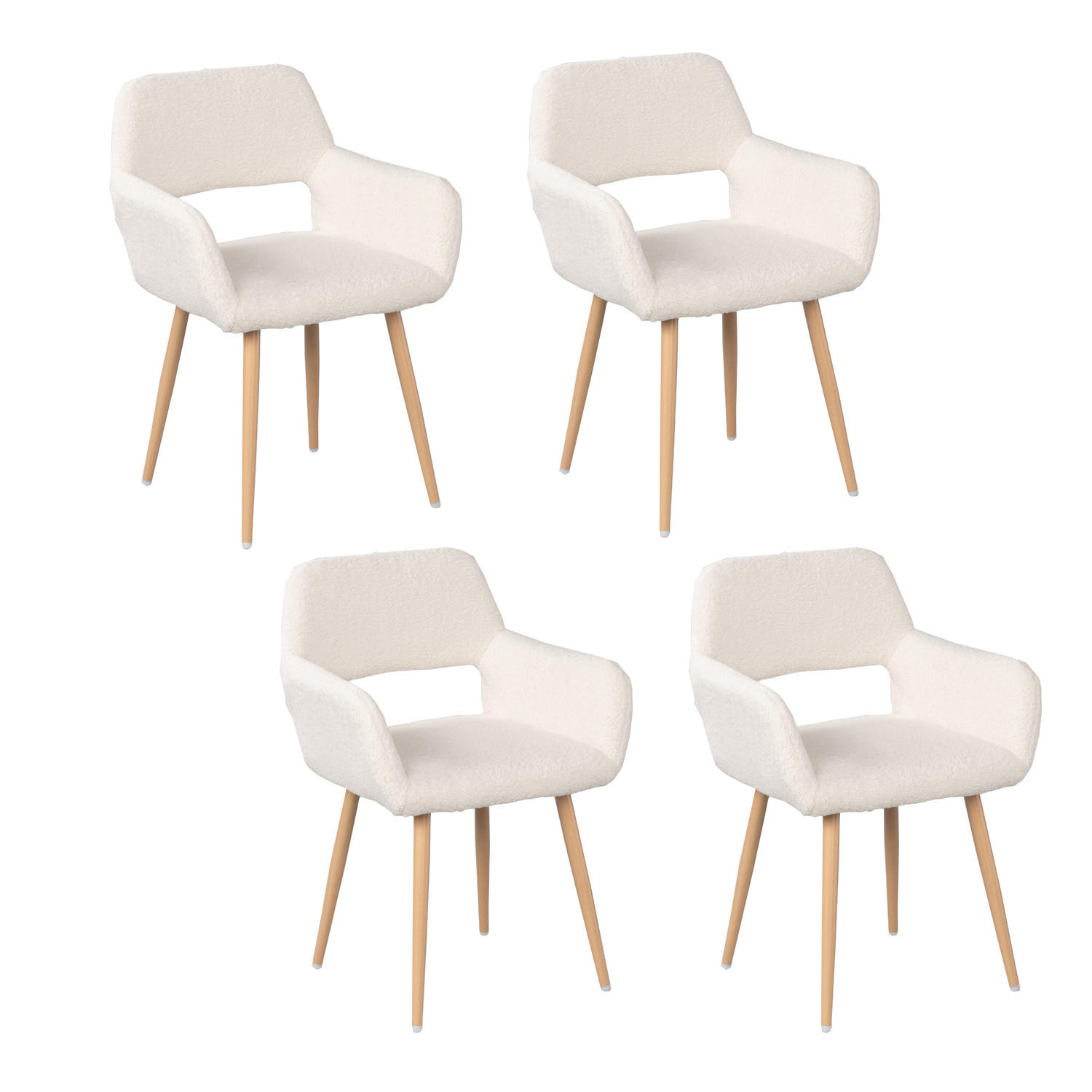 ESSZIMMERSTUHL 4er-Set In Teddy-Stoff Beige - Beige, Textil (56/78/56cm) - Meubles Cosy