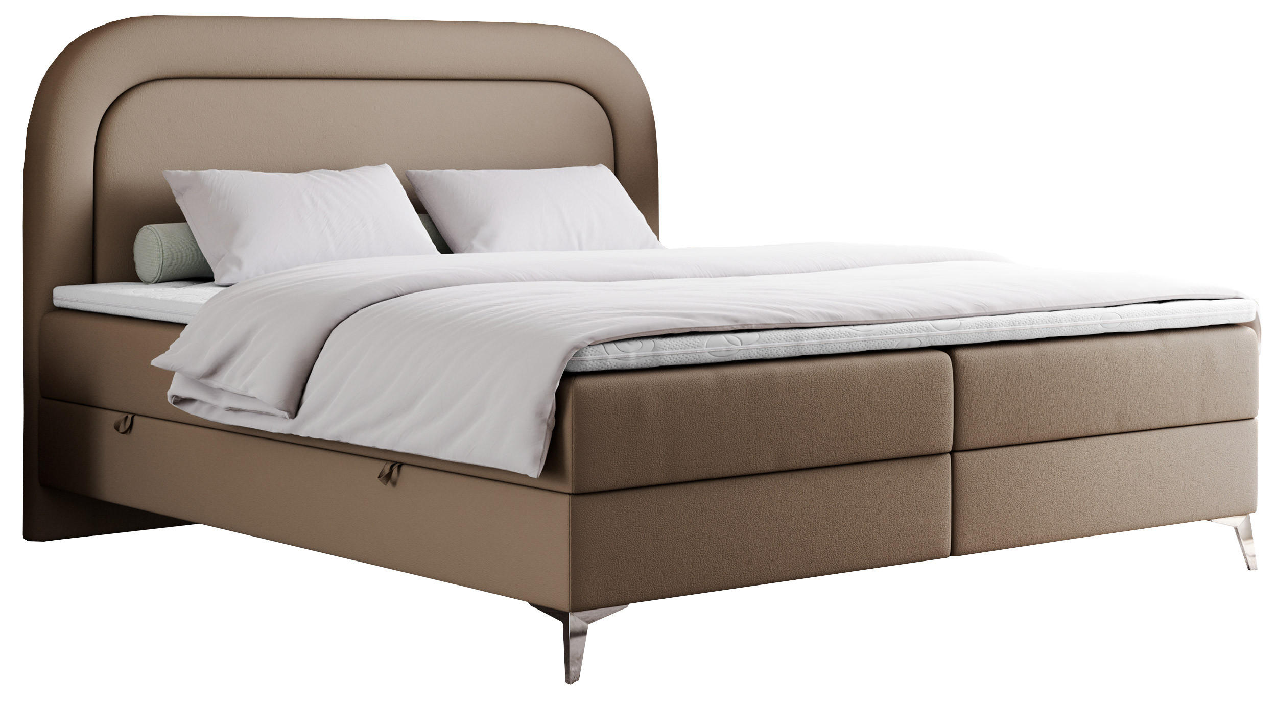 BOXBETT EIRA 200/200 Braun Kunstleder - H3 - Silberfarben/Braun, Holz/Textil (200/200cm) - MKS