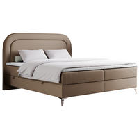 BOXBETT EIRA 120/200 Braun Kunstleder - H3 - Silberfarben/Braun, Holz/Textil (120/200cm) - MKS
