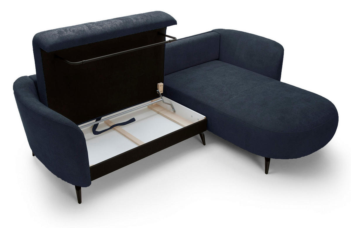 ECKSOFA auf Füßen Kendra 260 cm mit Schlaffunktion, Rechts, Dunkelblau - Dunkelblau, Holz (180/260cm) - Emporius