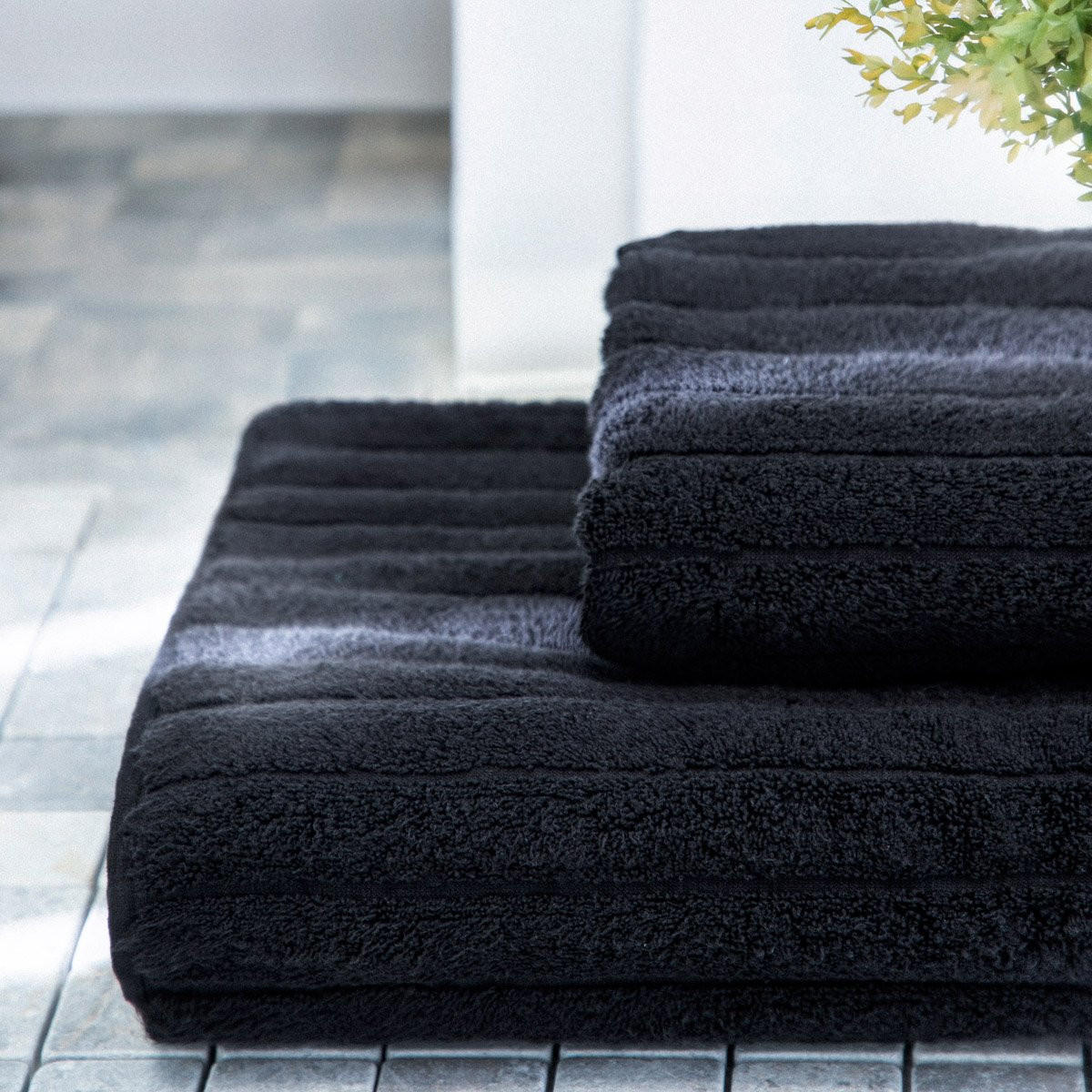BADETUCH Astri schwarz 70x130 cm - Schwarz, Textil (70/130cm) - Homla