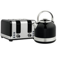 WASSERKOCHER-TOASTER , Retro Design, Edelstahl, Schwarz, 24,2/19,3/26,8 cm - Schwarz, Kunststoff (19.3/26.8/24.2cm) - Rolipo