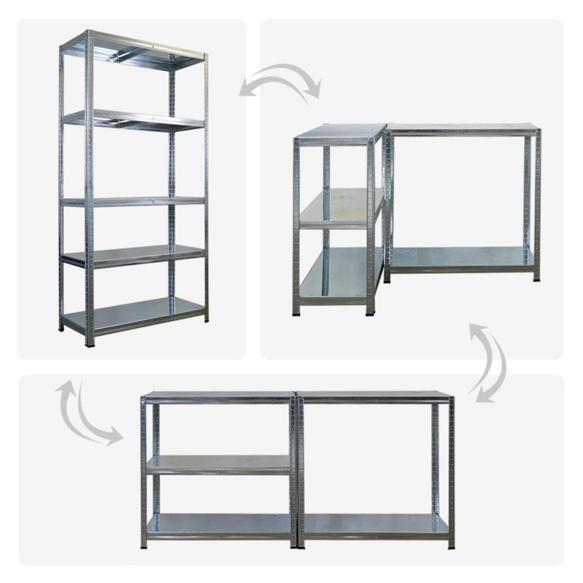 SCHWERLASTREGAL Ragnar 2er-Set 180x90x40cm 5 Stahlplatten-Ebenen Fachlast 125 kg Verzinkt - Schwarz, Metall (90/180/40cm) - PROREGAL