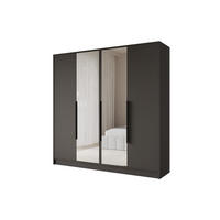 KLEIDERSCHRANK - LUSSO - 200 - Schwarz - Schwarz, Holzwerkstoff (200/200/51cm) - ALTDECOR