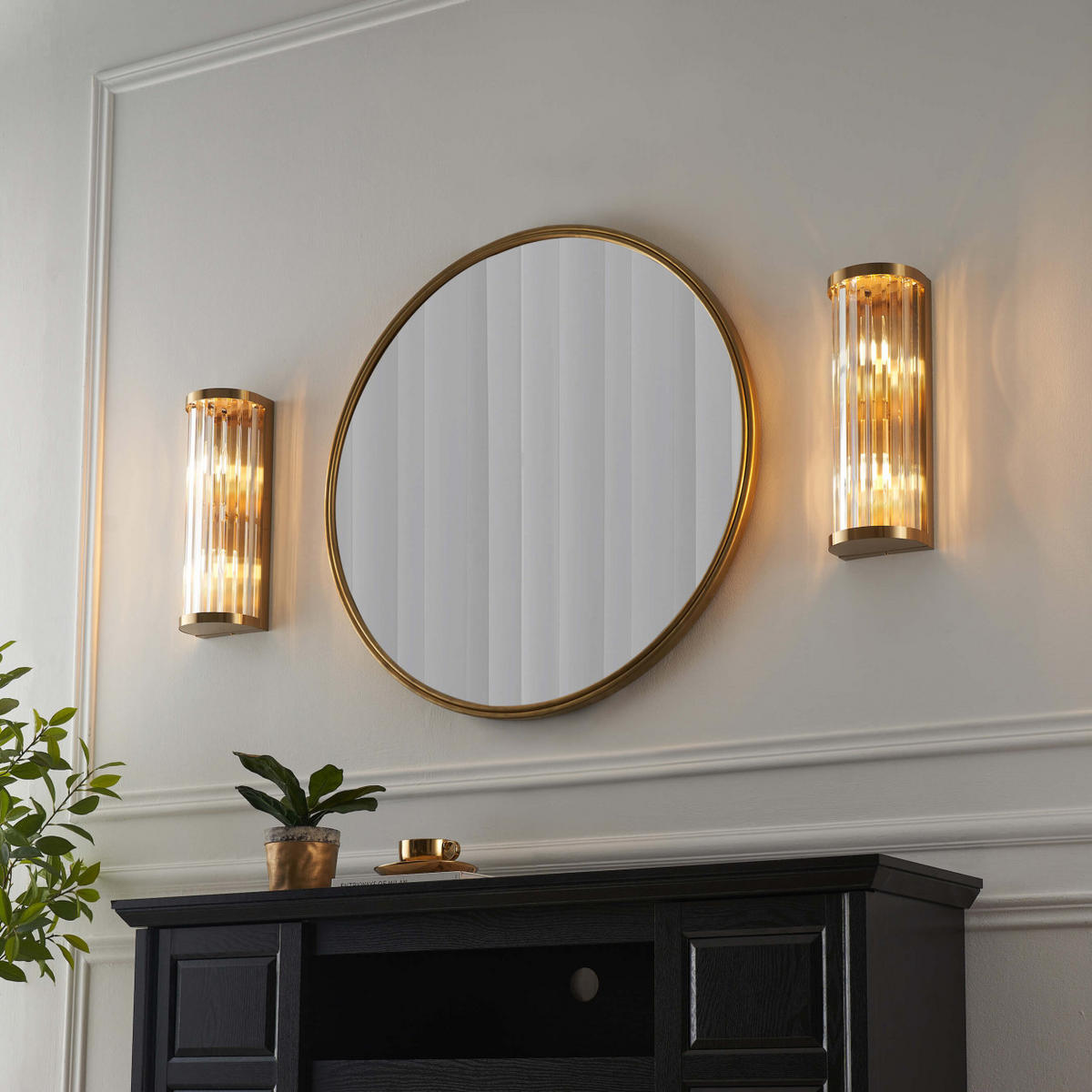 WANDLEUCHTE Andria, Transparent und goldfarben, 45cm - Transparent, Glas (16/45/12cm) - KOSILUM