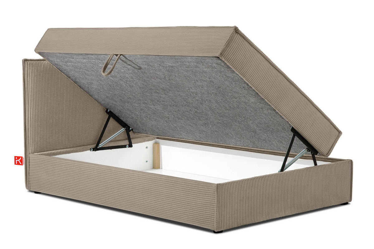 BOXSPRINGBETT ROTI Einzelbett, beige - Beige/Schwarz, Holz/Holzwerkstoff (80/200cm) - KONSIMO®