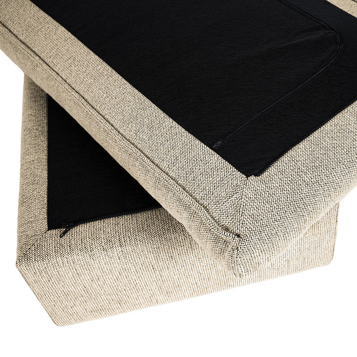 POLSTERHOCKER - Creme/Schwarz, Kunststoff/Textil (131/44/61cm) - home24