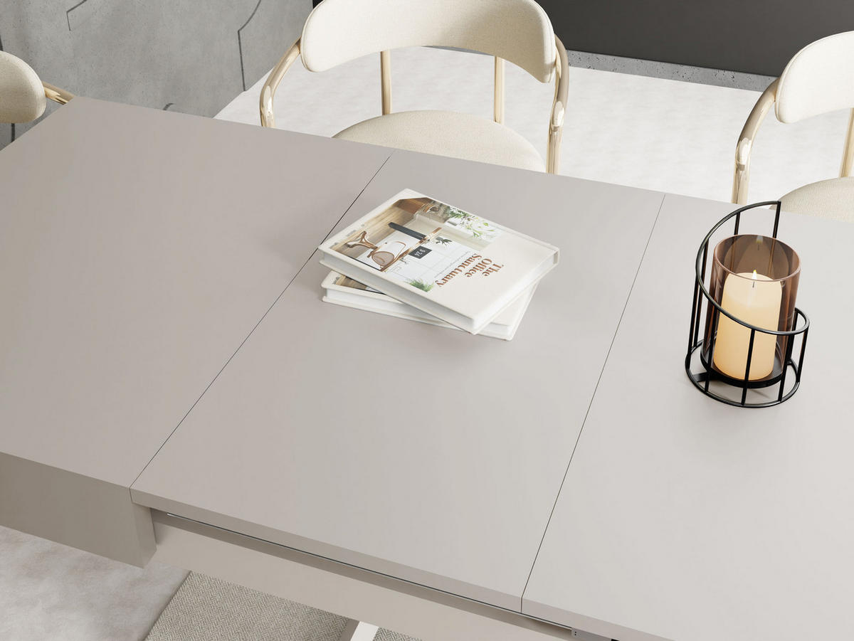 COUCHTISCH Cavetta U höhenverstellbar ausziehbar, Kaschmir Beige 120-200/80/27-76 cm - Kaschmir, Holzwerkstoff/Metall (80/120/76cm) - WFL GROUP