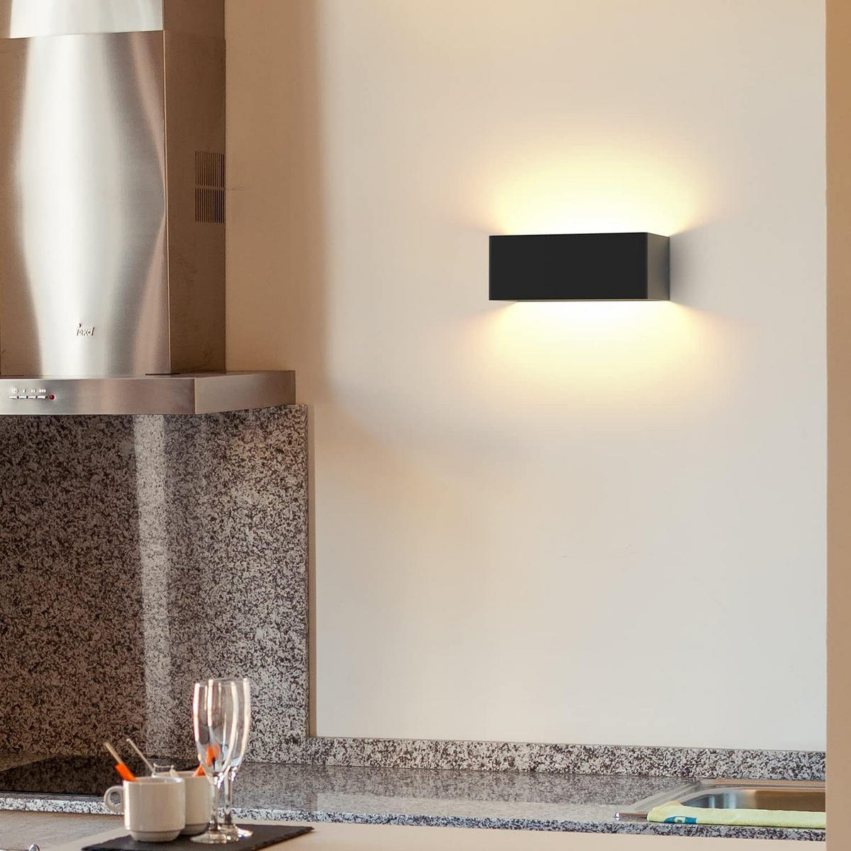 WANDLEUCHTE Flamwin 10.0/8.0/20.0 cm - Schwarz, Metall (10/8/20cm) - ZMH