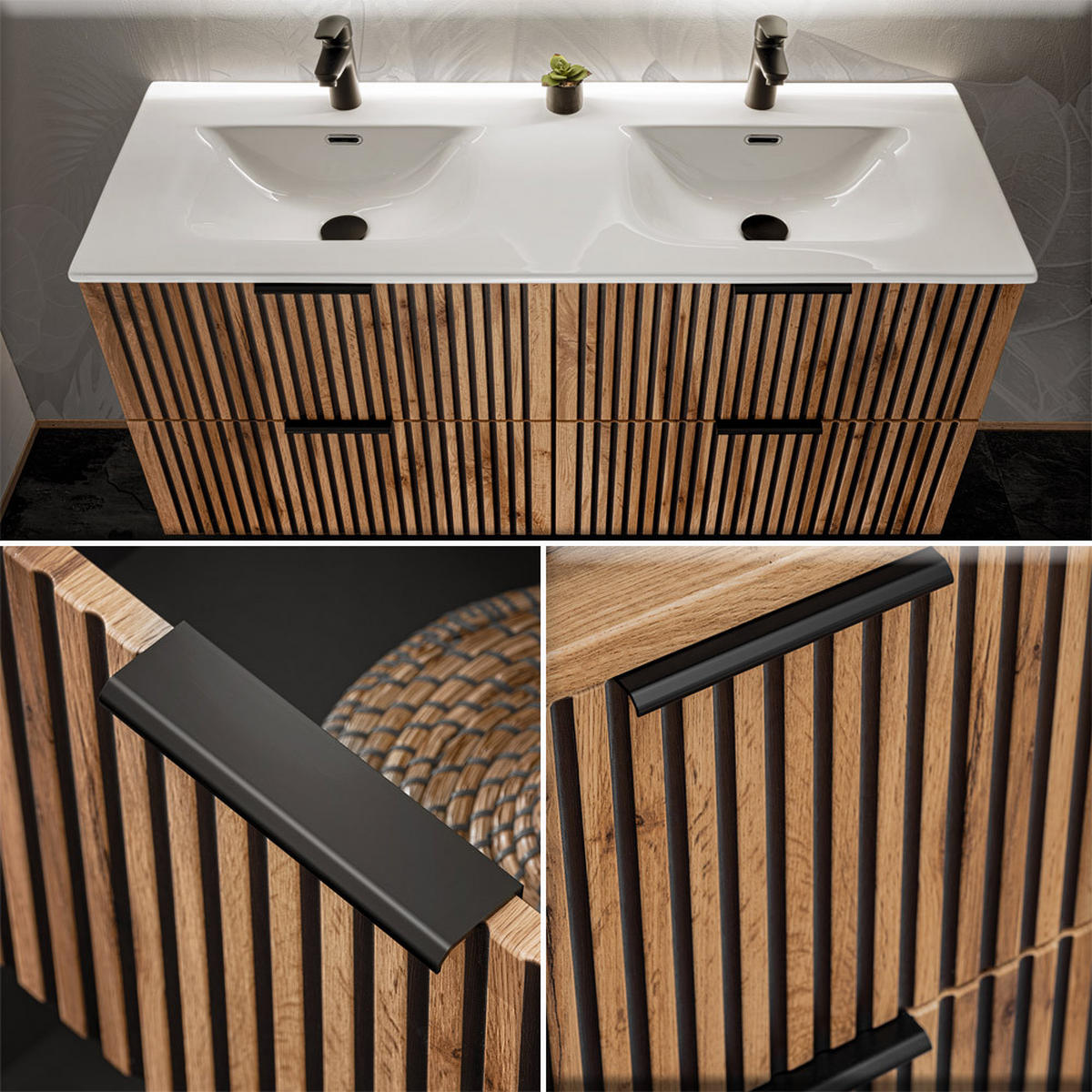 BADMÖBEL-SET 3-TLG. Xanten-56 - Braun, Holzwerkstoff (121/200/46cm) - Lomado