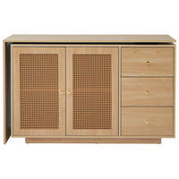 ECKSCHREIBTISCH Weiß 126/40/75 cm L-Form schwenkbar mit Rattantüren - Naturfarben, Holzwerkstoff (40/126/75cm) - PANGIVO