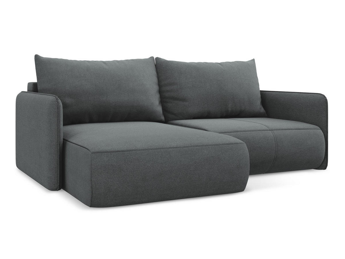 ECKSOFA mit Schlaffunktion Strukturstoff Stoff Grau - Schwarz/Grau, Kunststoff/Textil (148/207cm) - Makamii