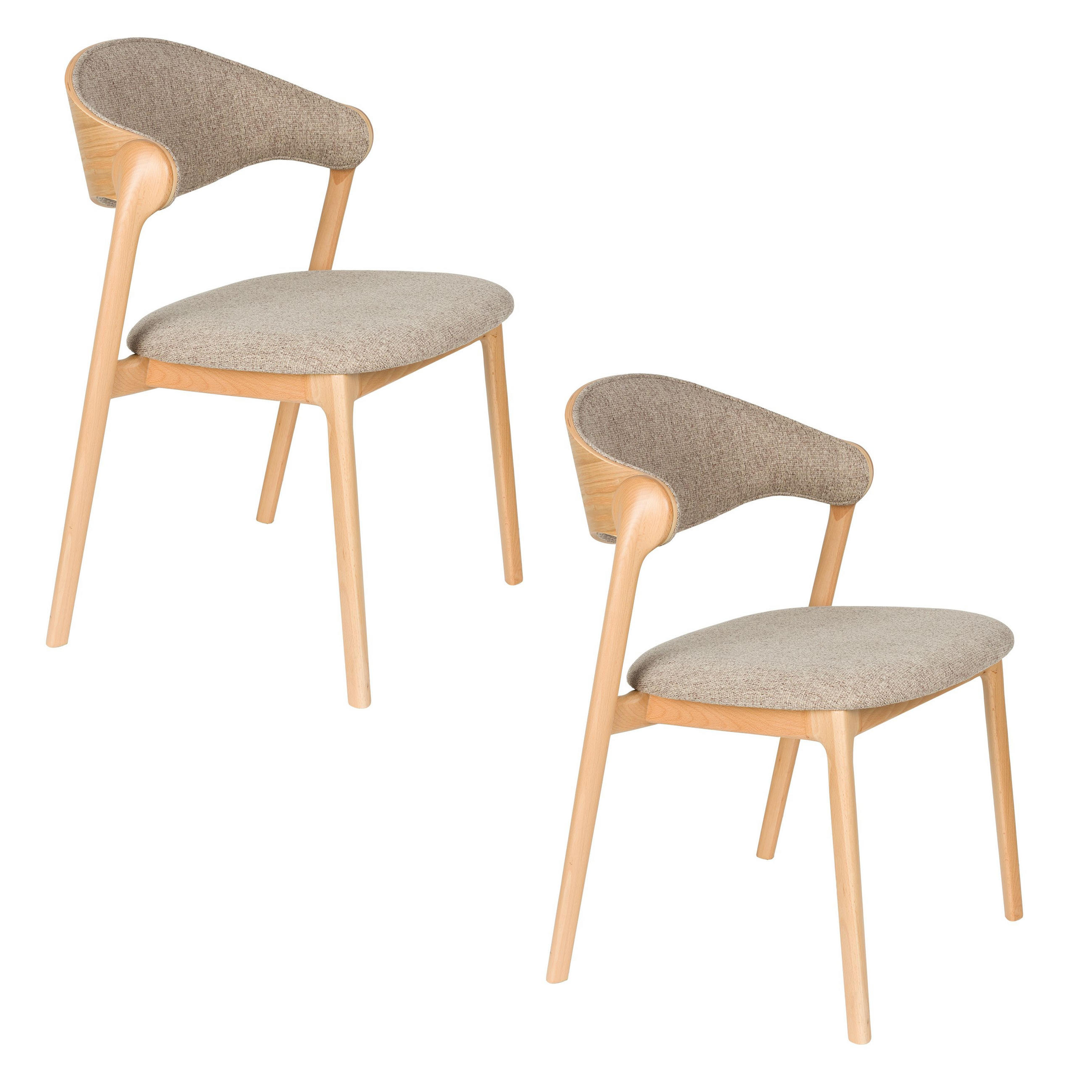 ESSZIMMERSTUHL Babington Natur - 2 er Set - Beige/Weiß, Holz (58/80.5/56.5cm) - Dutchbone