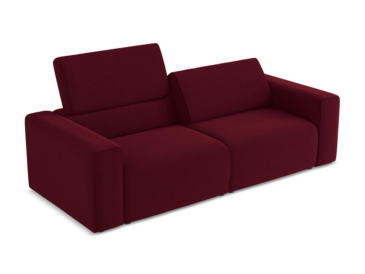 3-SITZER SOFA Samt Stoff Rot - Bordeaux/Beige, Kunststoff/Textil (224/80/103cm) - Makamii