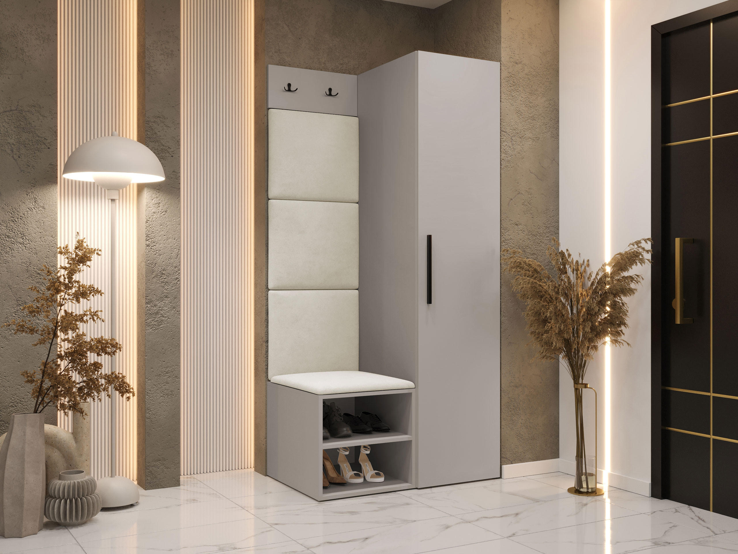 GARDEROBEN-SET Medi III - Kaschmir/Beige, Holzwerkstoff/Kunststoff (40/191/50cm) - MIRJAN24