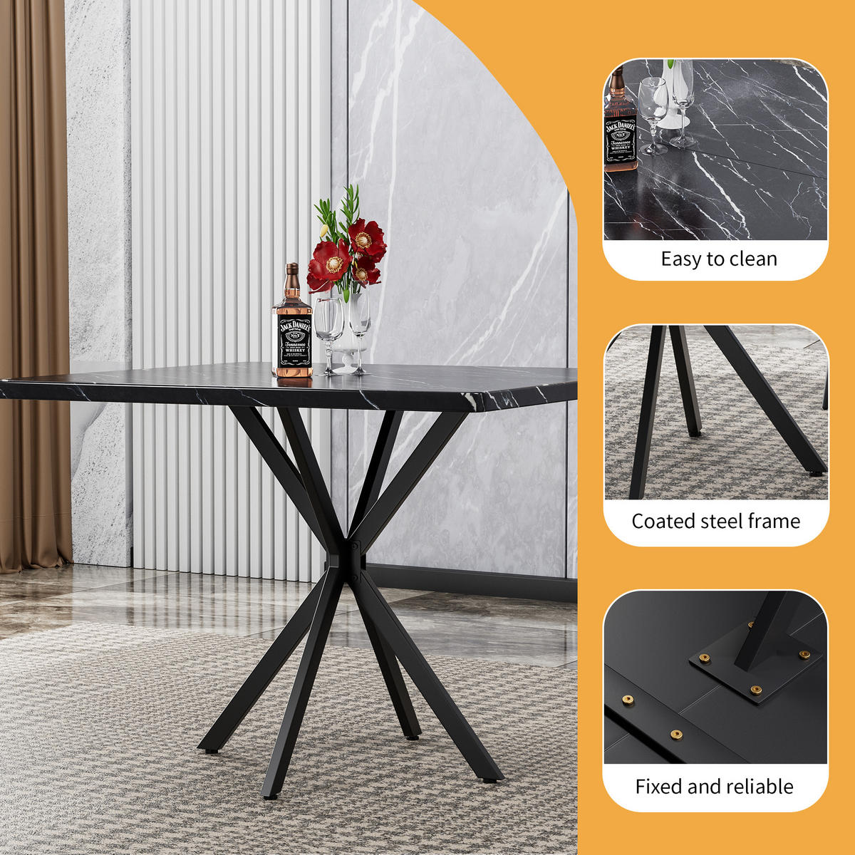 ESSTISCH Schwarz 98/98 cm - Schwarz, Holz (98/98/76.5cm) - PANGIVO