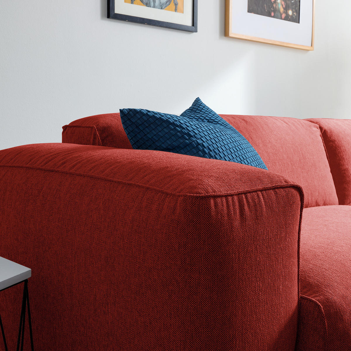 1,5-SITZER ECKSOFA mit Longchair - Rot/Schwarz, Kunststoff/Textil (260/173cm) - home24