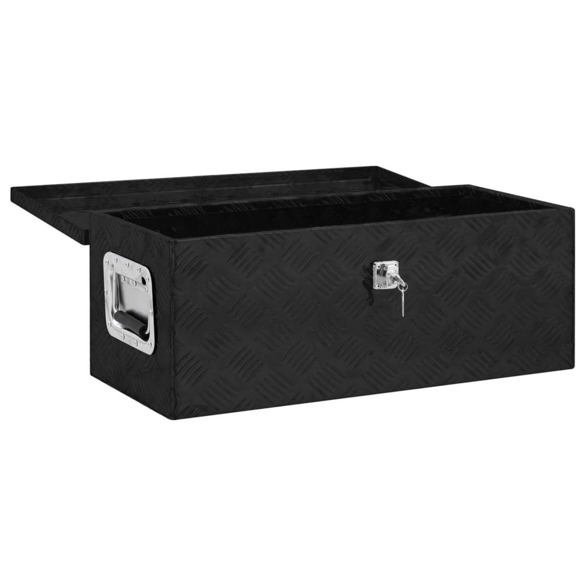 ALUMINIUMBOX mit Deckel Metallkiste 70x31x27 cm Schwarz - Schwarz, Metall (70/27/31cm) - DELUKE