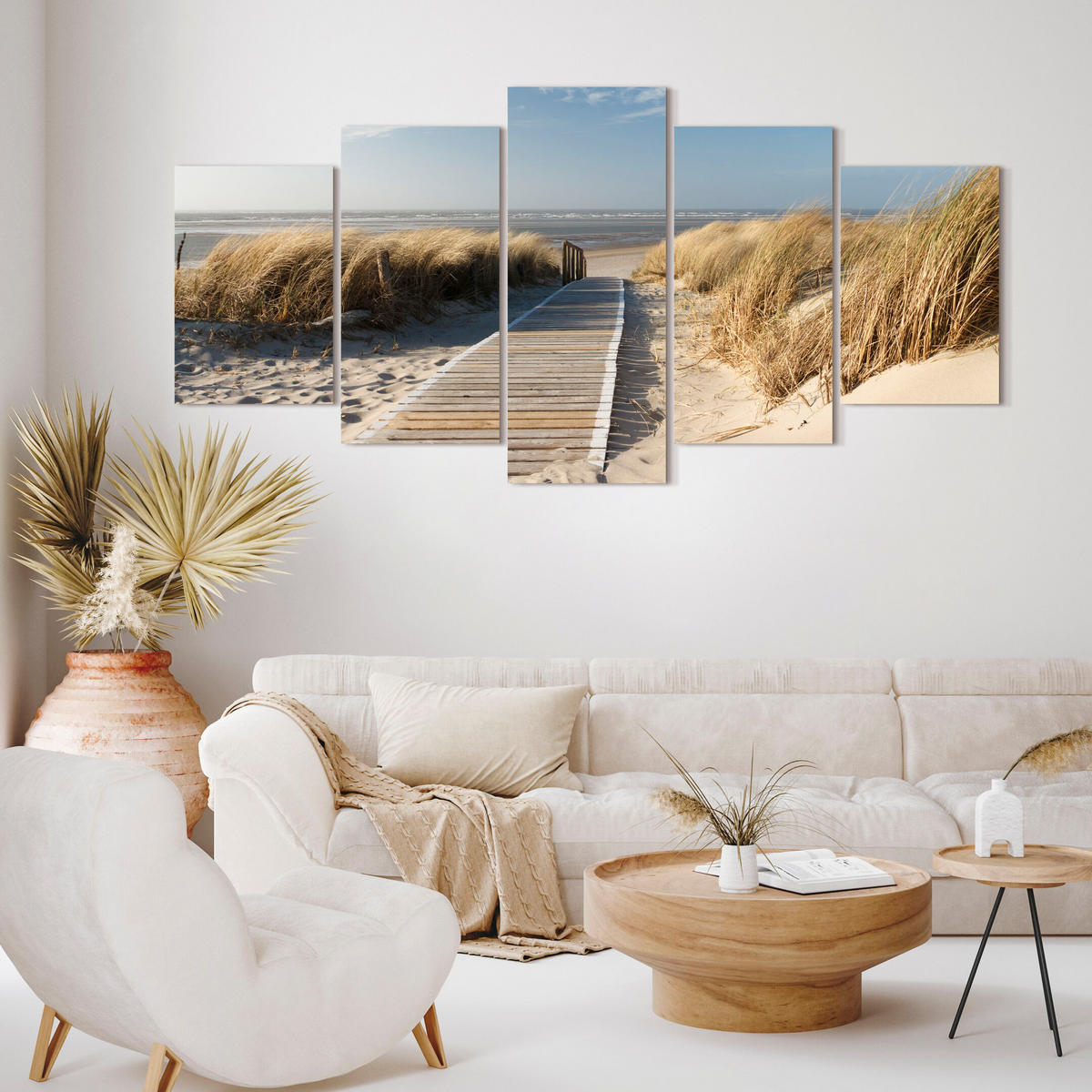 LEINWANDBILD Strand 5-tlg. 200x100 cm - Multicolor, Holz (200/100cm) - LUMASOUL