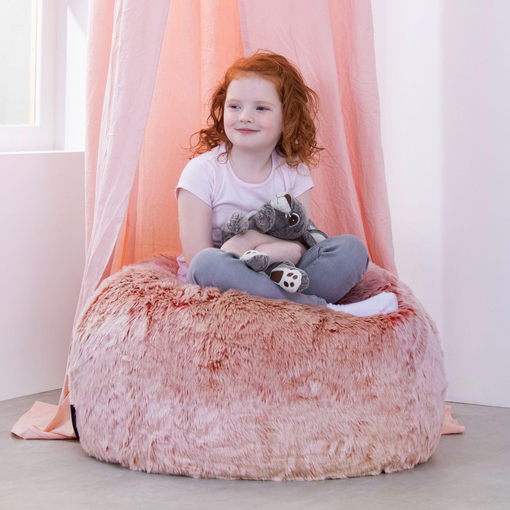 SITZSACK aus Kunstfell für Kinder - Pink, Kunststoff (65/45/65cm) - icon
