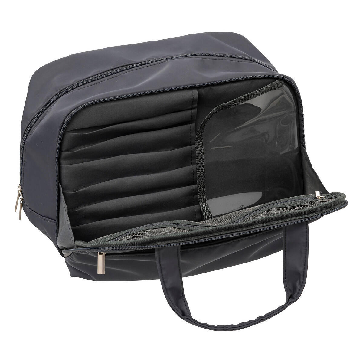 KOSMETIKTASCHE Fächern - Anthrazit, Textil (19/21.5/31cm)
