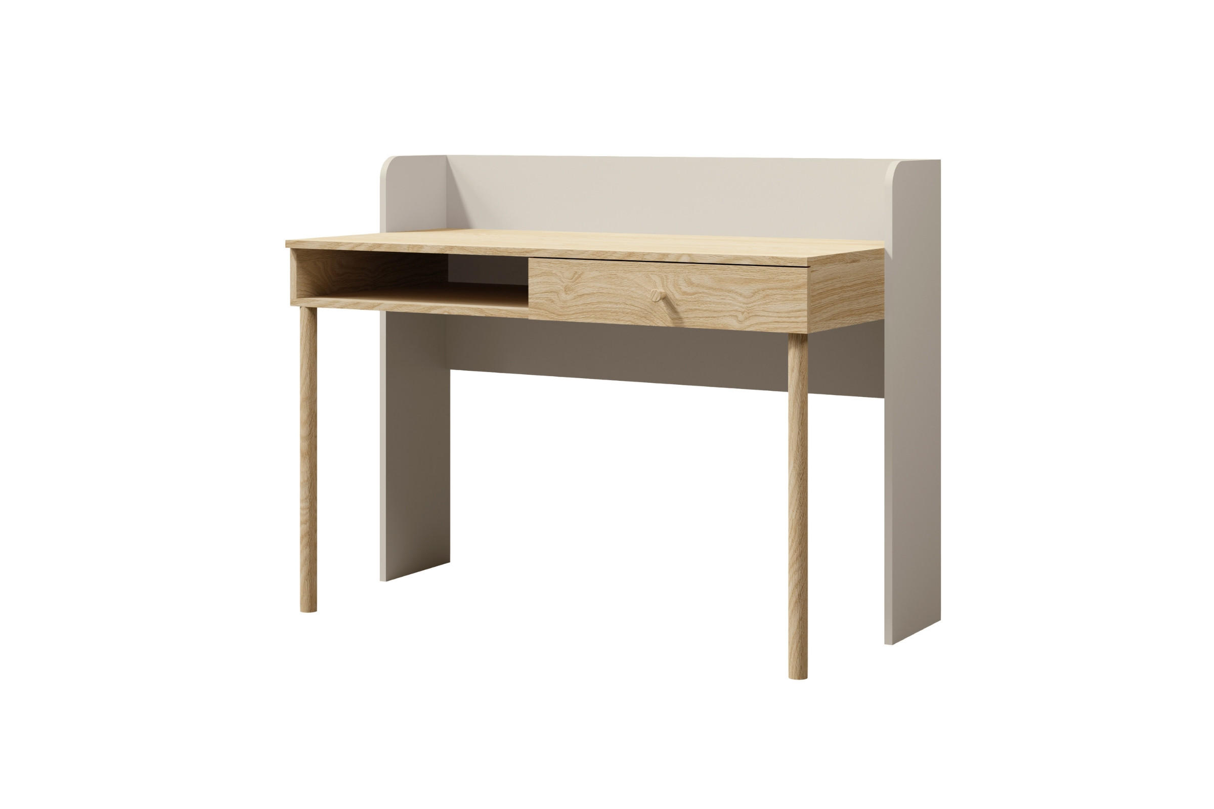 SCHREIBTISCH YOGI 11 124 cm breit in Graubeige / Geölte Eiche - Greige/Eichefarben, Holzwerkstoff (124/93/60cm) - Deine Möbel 24