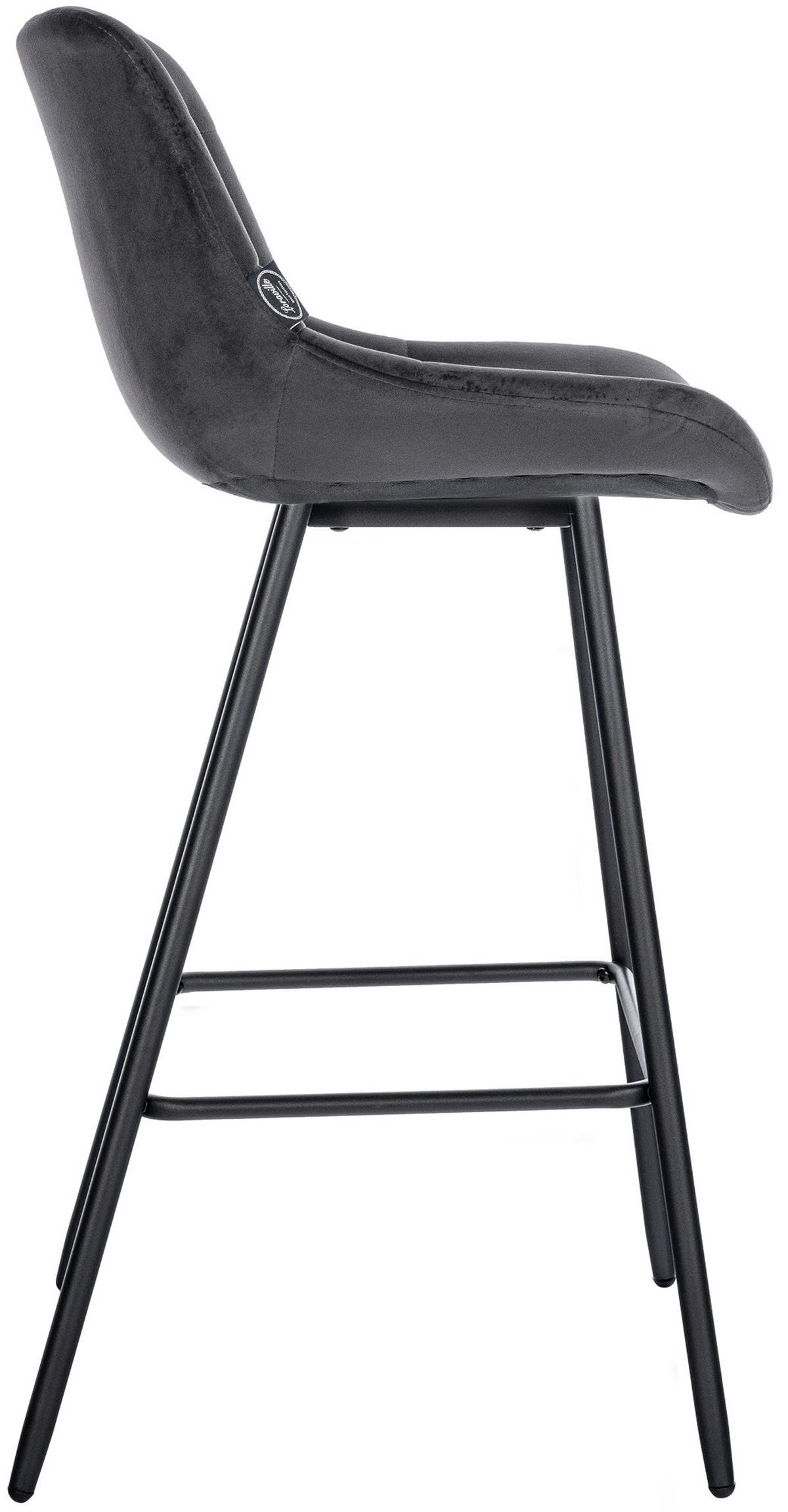 BARHOCKER Welton Samt dunkelgrau - Dunkelgrau/Schwarz, Textil/Metall (49/104/56cm) - TPFLiving