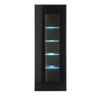 VITRINE schwarz Hochglanz, Grandson Eiche, Vitrinenschrank hängend, stehend 45 x 131 cm - Schwarz Hochglanz/Eichefarben, Glas/Holzwerkstoff (45/131/38cm) - Furn.Design