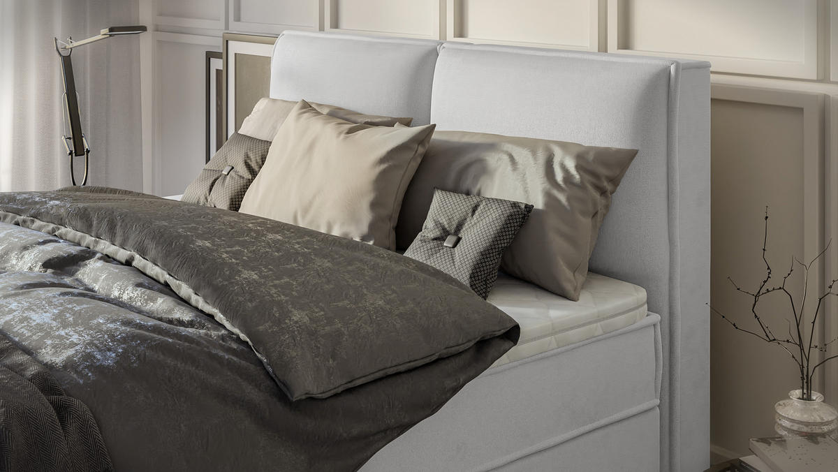 BOXBETT Eclipse 160/200 cm Silber Luxusmicrofaser - Silberfarben/Schwarz, Holz/Kunststoff (160/200cm) - S-Style Möbel