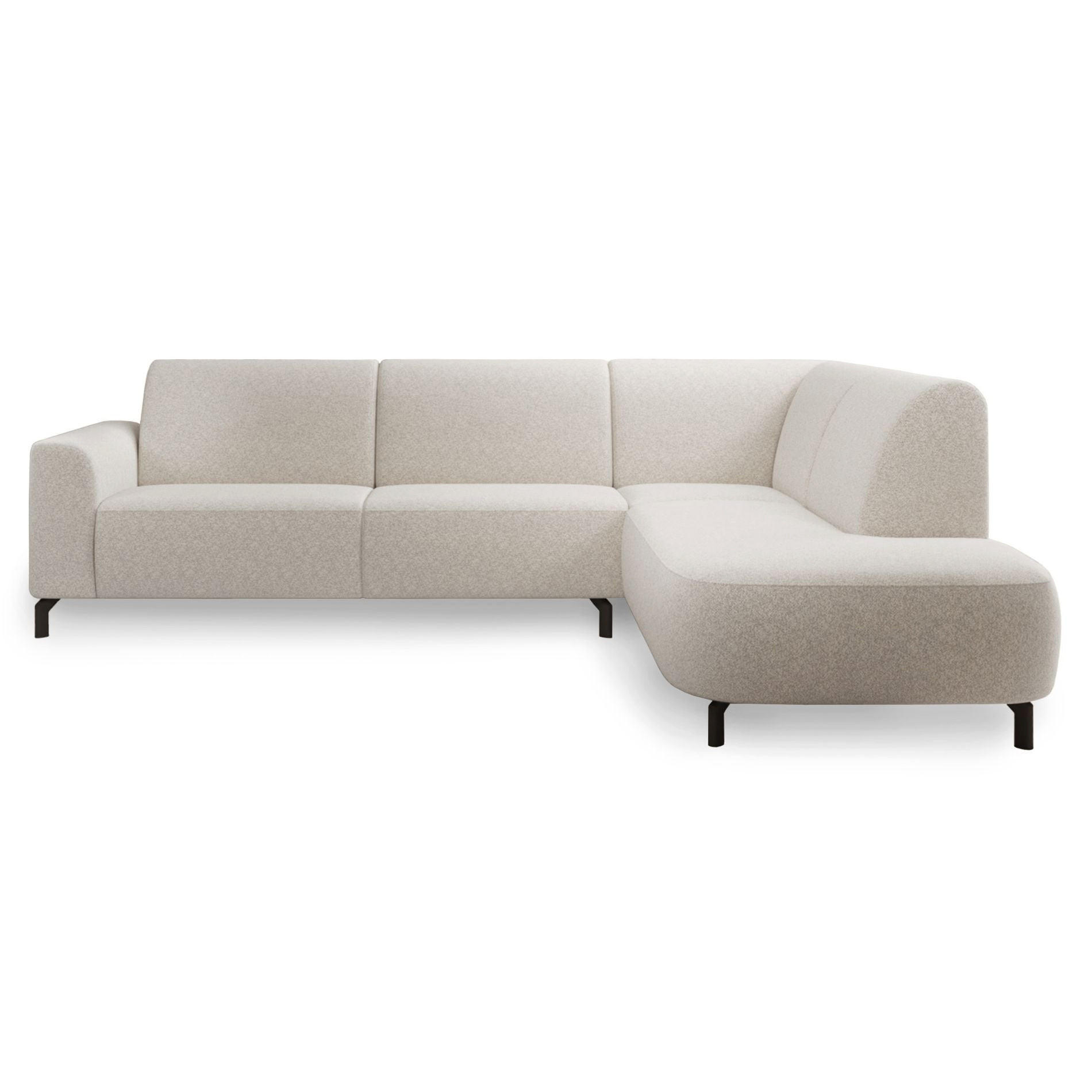 ECKSOFA Lununa Creme mit Armlehne, Bouclé, Ottomane rechts - Creme/Schwarz, Textil/Metall (218/277cm) - Selsey