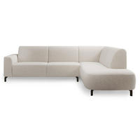 ECKSOFA Lununa Creme mit Armlehne, Bouclé, Ottomane rechts - Creme/Schwarz, Textil/Metall (218/277cm) - Selsey