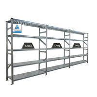 FACHBODENREGAL Proximo 200x450x50cm 5 Ebenen Fachlast 130 kg Beidseitig nutzbar Verzinkt - Silberfarben, Metall (450/200/50cm) - PROREGAL