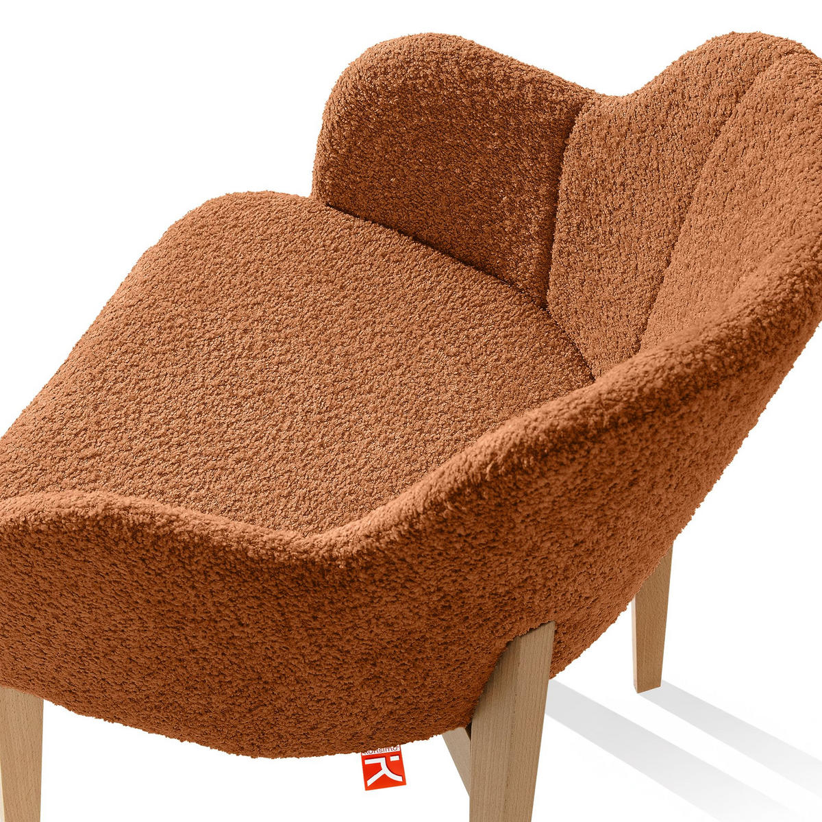 POLSTERSTUHL LONIS Esszimmerstühle 2er Set - Eichefarben/Rot, Holz/Textil (55/82/54cm) - KONSIMO®
