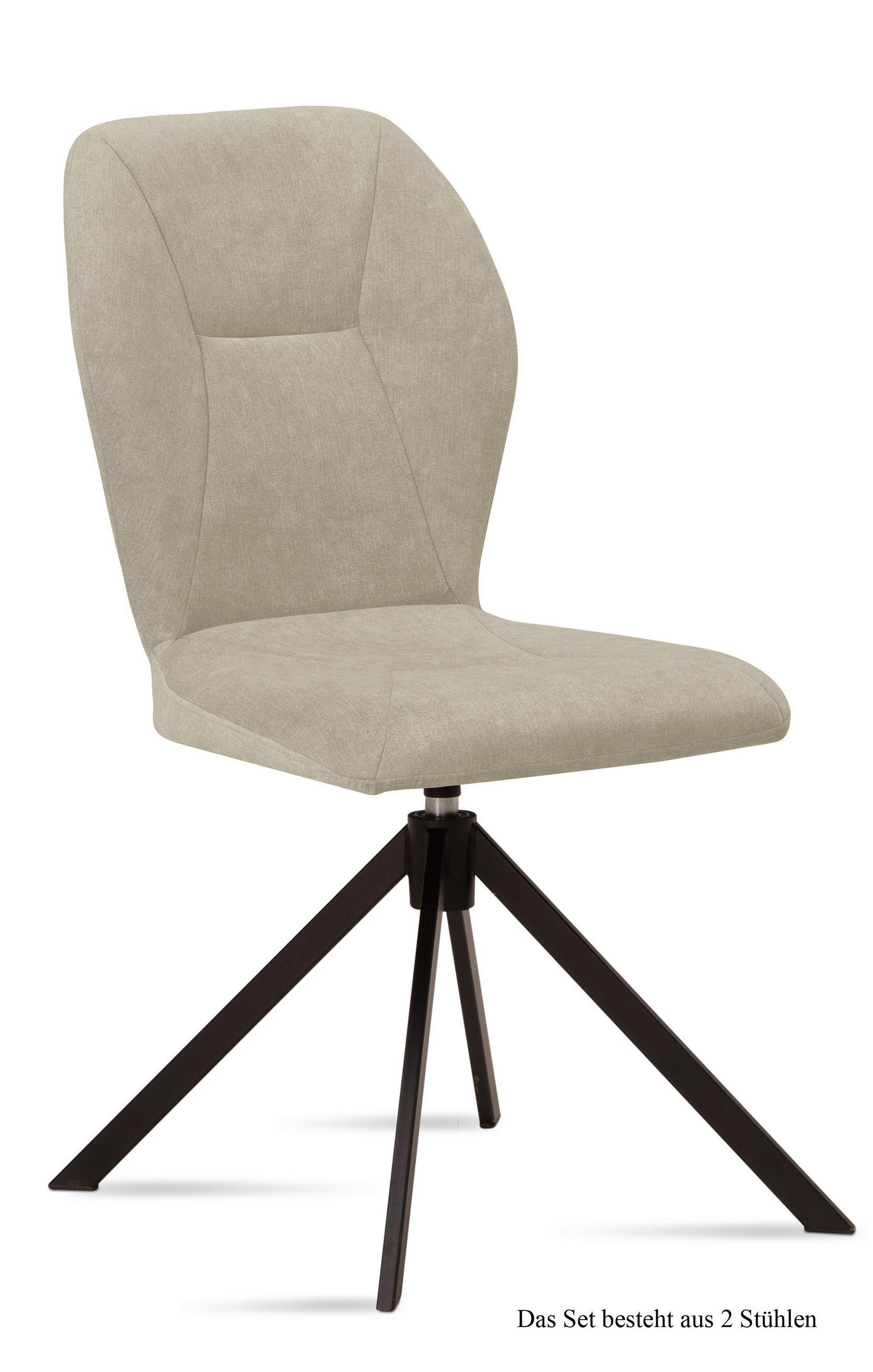 ESSZIMMERSTUHL drehbar (2er-Set) Denyse 51x92x60 Schwarz/Natur - Schwarz/Naturfarben, Kunststoff (60/92/51cm) - 58aufmkessel